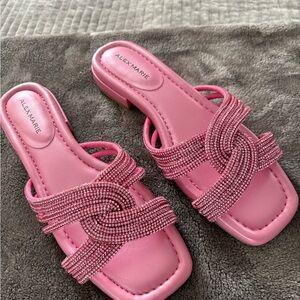 Alex Marie Pink Beaded Knot Slide Sandals